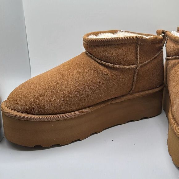 CUSHIONAIRE Women's Genuine Suede pull on platform boot +Memory Foam 10 CHESTNUT - Picture 7 of 7